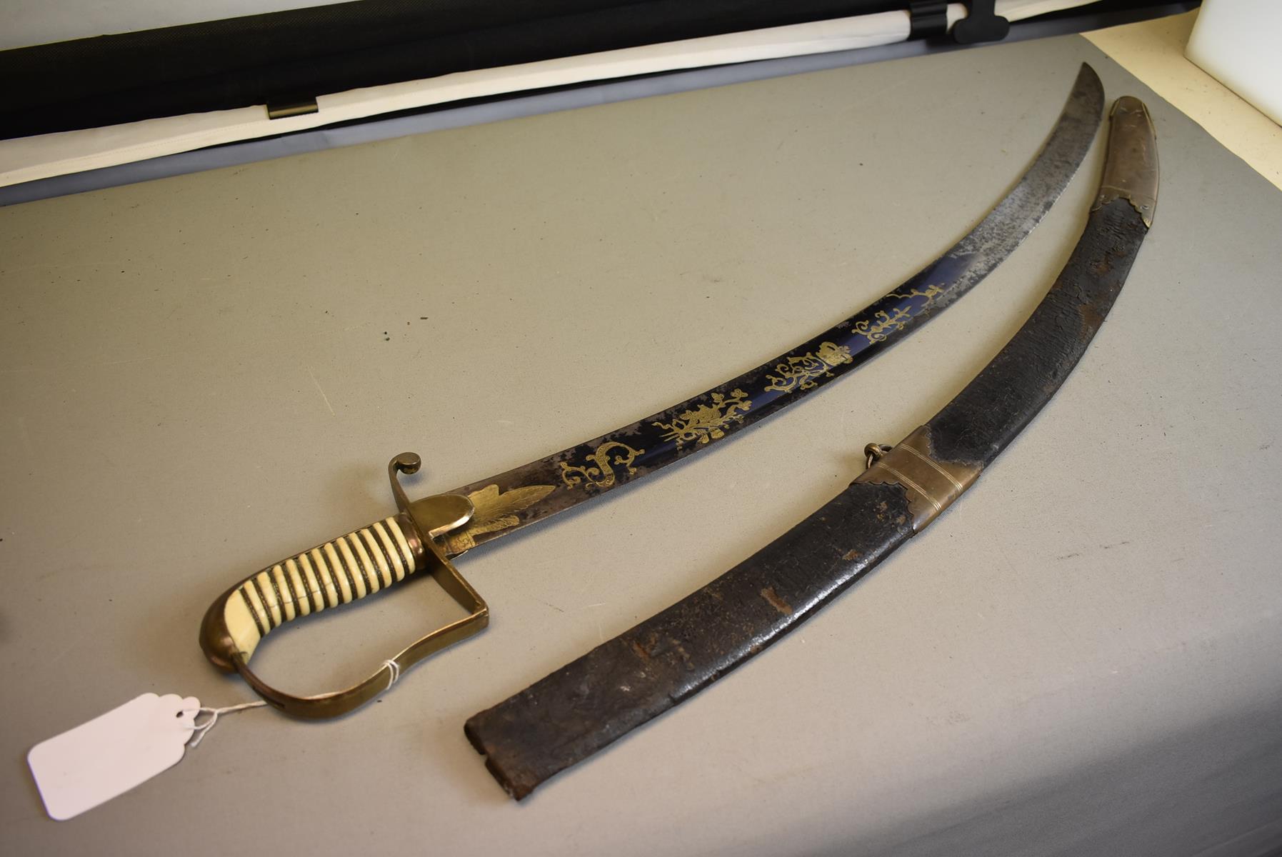 A GEORGIAN OFFICER'S SABRE, 77.5cm curved blade decorated with scrolling foliage, stands of arms, - Image 2 of 15