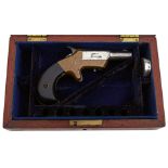 A CASED .41 RIMFIRE OBSOLETE CALIBRE MARLIN VICTOR DERINGER, 2.75inch sighted two-stage barrel