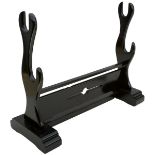 A FINELY MADE MODERN JAPANESE SWORD STAND OF KAKE, built from polished hardwood and designed to