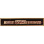 AN 18TH CENTURY SPANISH HUNTING BELT AND POUCH, the buff leather belt profusely embroidered with