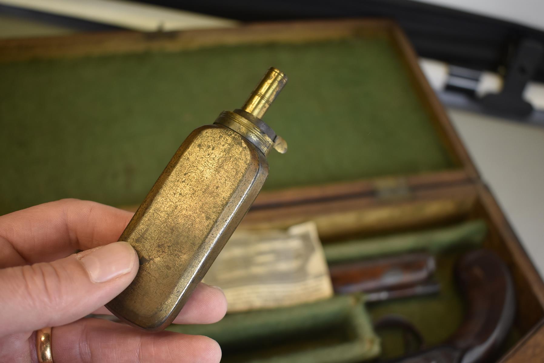 A CASED PAIR OF 22-BORE FLINTLOCK DUELLING PISTOLS BY WALLIS OF HULL, 10inch sighted octagonal - Image 20 of 20