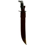 A COLLINS AND CO LARGE BOWIE KNIFE FOR THE INDIAN MARKET, 33.5cm double fullered clipped back blade,