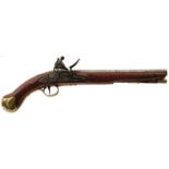 A .577 CALIBRE FLINTLOCK LONG SEA SERVICE PISTOL, 12inch barrel, border engraved lock stamped with a