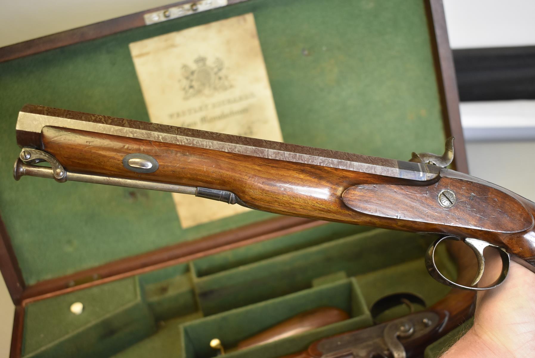 A GOOD CASED PAIR OF .600 CALIBRE PERCUSSION OFFICER'S PISTOLS BY WESTLEY RICHARDS, 9inch sighted - Image 12 of 29