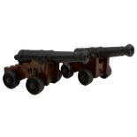 A PAIR OF 19TH CENTURY 10-BORE CAST IRON SIGNALLING CANNON, 15.25inch multi-stage barrels with ovoid