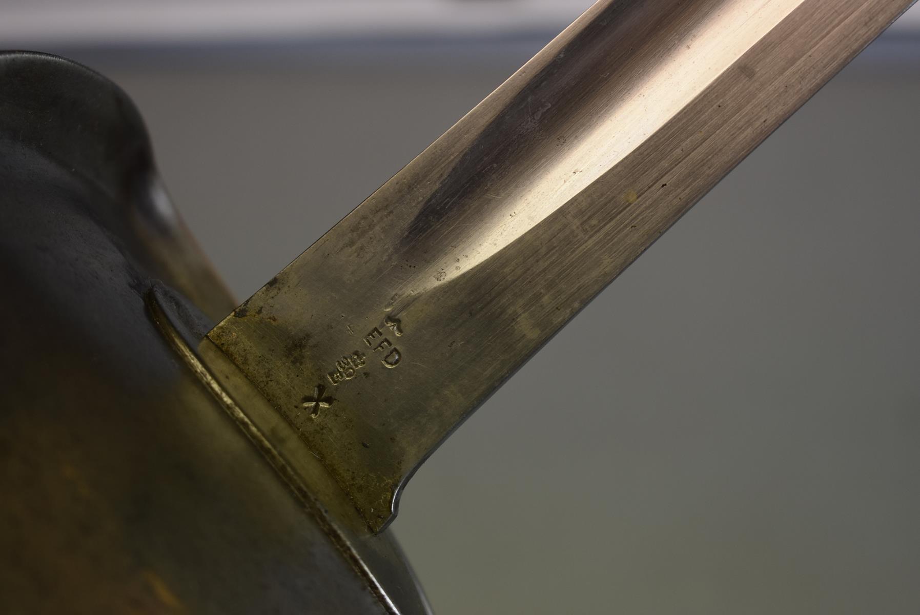 AN 1899 PATTERN CAVALRY TROOPER'S SWORD, 85cm curved fullered blade with various Ordnance dates - Image 7 of 13