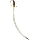 A 19TH CENTURY INDIAN ARMY OR CAVALRY OFFICER'S SWORD, 70cm sharply curved blade of watered steel,