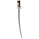 A 19TH CENTURY MOROCCAN NIMCHA OR SWORD, 82cm French light cavalry sword blade marked Chatelleraut