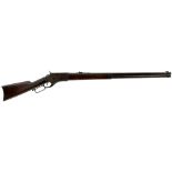 A RARE .40 OBSOLETE CALIBRE WHITNEY LEVER ACTION RIFLE, 28inch sighted barrel stamped with the