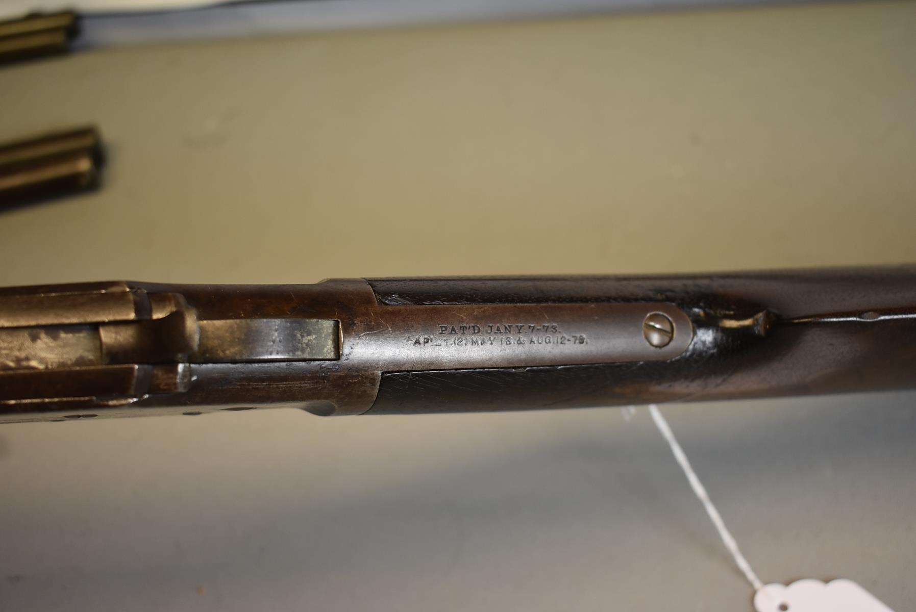 A RARE .40 OBSOLETE CALIBRE WHITNEY LEVER ACTION RIFLE, 28inch sighted barrel stamped with the - Image 5 of 11