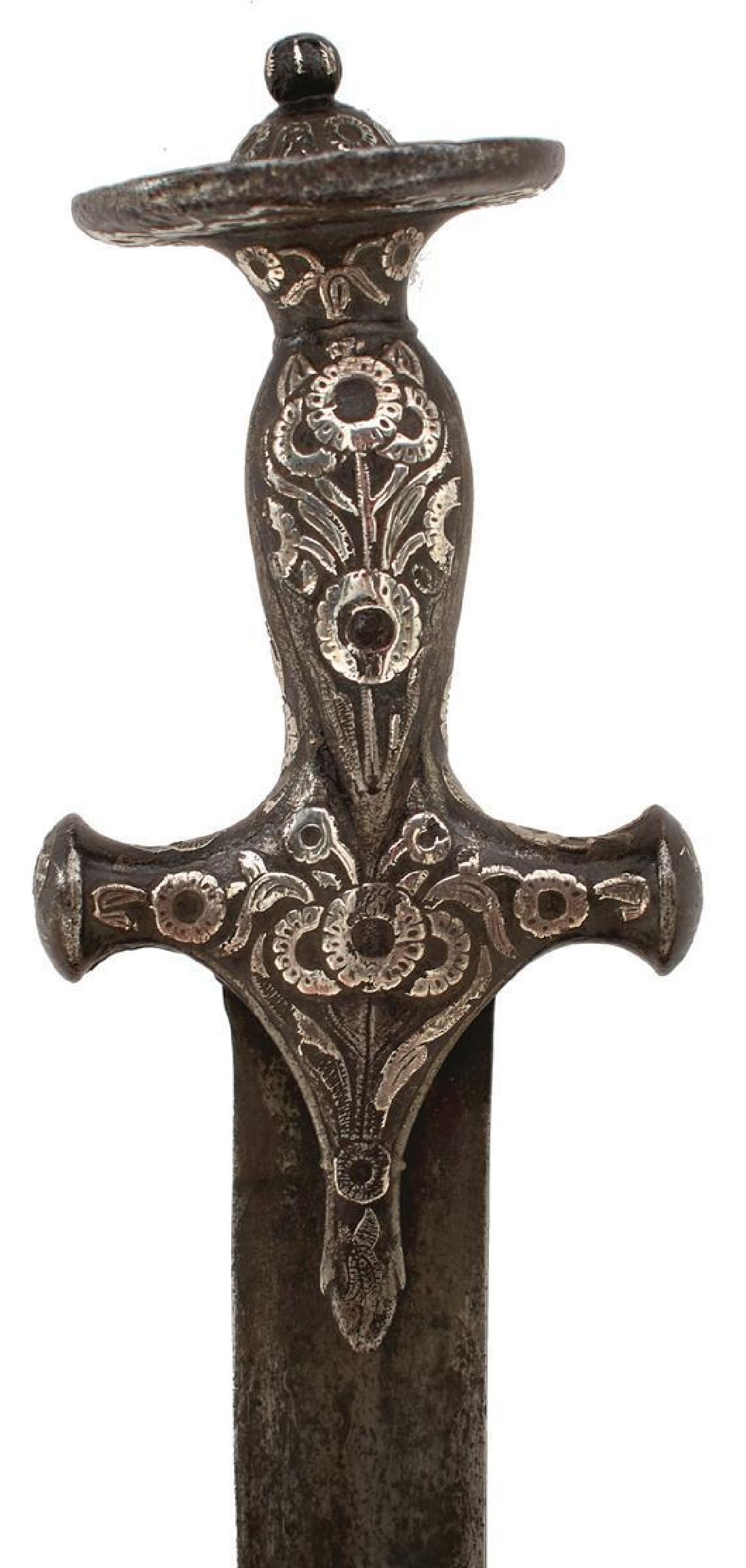 A LATE 18TH CENTURY INDIAN TULWAR, 70.5cm double fullered blade, characteristic hilt deeply - Image 2 of 10