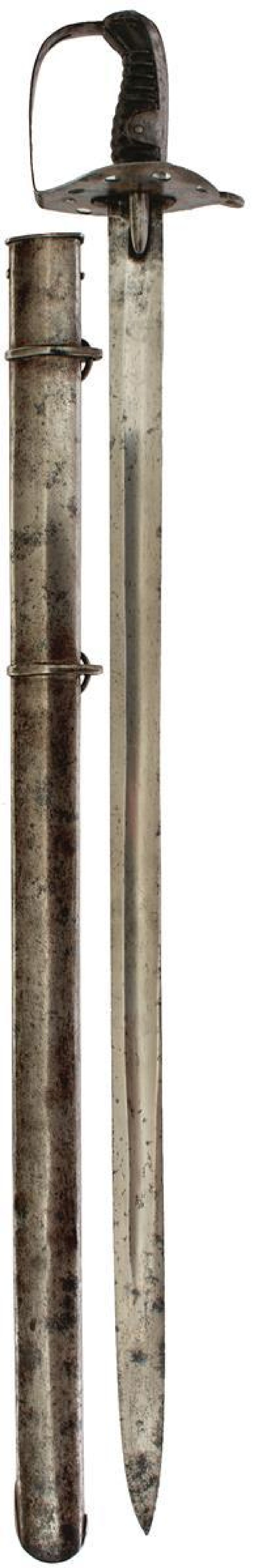 A 1796 PATTERN HEAVY CAVALRY TROOPER'S SWORD, 88cm blade with spear point, regulation steel hilt