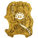 A SCARCE 12TH BOMBAY NATIVE INFANTRY OFFICER'S SHOULDER BELT PLATE, the two-piece rococo plate