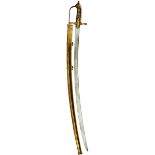 A FRENCH MODEL 1768 LIGHT CAVALRY SWORD, 77.25cm curved blade stamped LOUIS on the back edge, regu;