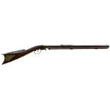 A .45 CALIBRE PERCUSSION UNDER HAMMER AMERICAN RIFLE, 25.75inch sighted octagonal heavy barrel,