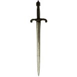 A LARGE VICTORIAN LEFT HAND DAGGER IN THE 17TH CENTURY STYLE, 48cm flattened diamond section