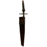 A 17TH CENTURY SPANISH PLUG BAYONET, 25cm blade, characteristic hilt with turned horn plug or