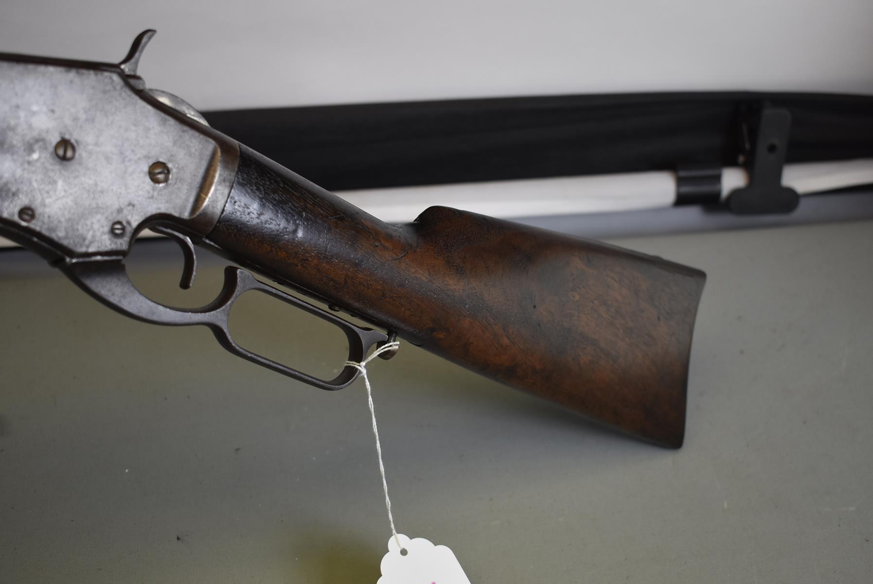 A RARE .40 OBSOLETE CALIBRE WHITNEY LEVER ACTION RIFLE, 28inch sighted barrel stamped with the - Image 7 of 11