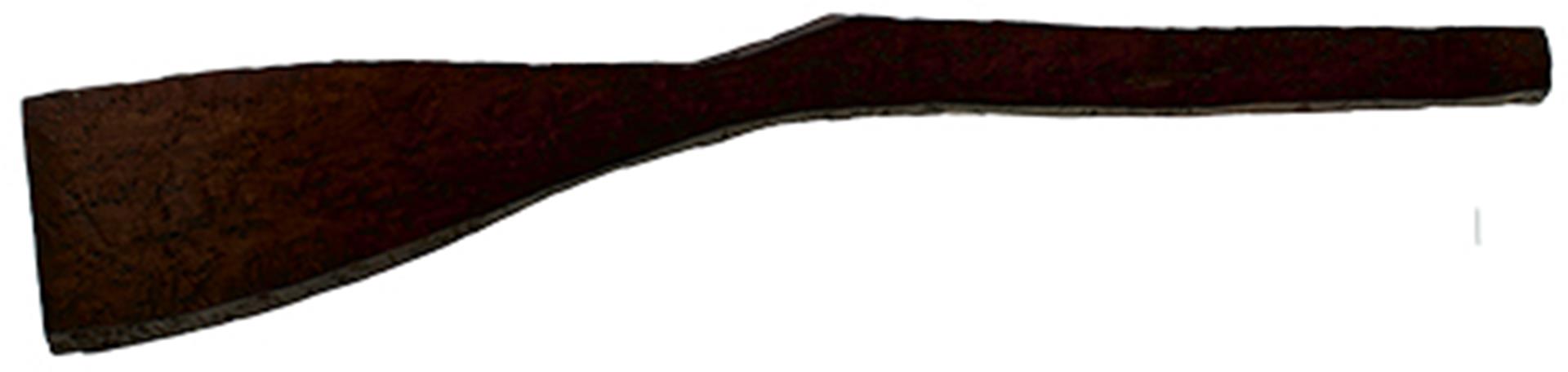 A 19TH CENTURY ROUGH HEWN GUN STOCK, of burr maple.