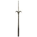 A 17TH CENTURY SWISS LUGGED POLEARM, 36cm flattened diamond section head flanked by two flattened