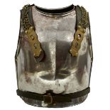 A FRENCH MODEL 1825 CUIRASSIER'S BREAST AND BACKPLATE, the chest with raised medial ridge, turned