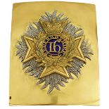 A 16TH REGIMENT OF FOOT (BEDFORDSHIRE) OFFICER'S SHOULDER BELT PLATE, the gilt plate applied with