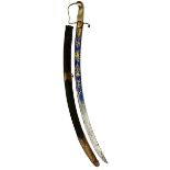 A GEORGIAN OFFICER'S SABRE, 77.5cm curved blade decorated with scrolling foliage, stands of arms,