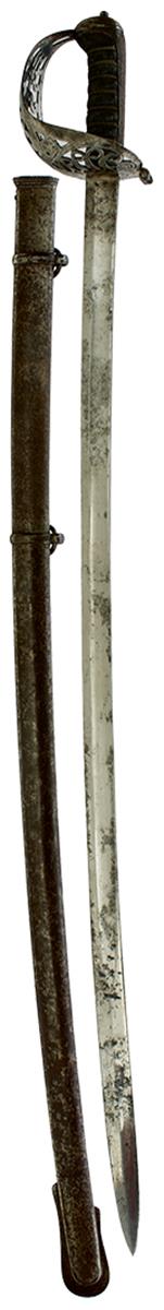 AN 1821 PATTERN HEAVY CAVALRY OFFICER'S SWORD, 97cm slightly curved blade numbered 340 on back edge,