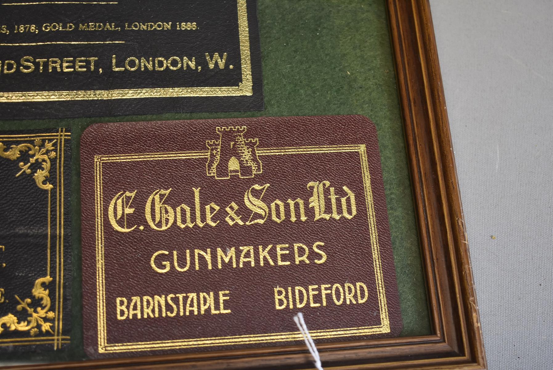 A FRAMED GROUP OF LEATHER TRADE LABELS, the gilt embossed trade labels for Gibbs, Carr Brothers, - Image 7 of 7