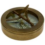 A GEORGE IV TRAVELLER'S POCKET COMPASS AND SUNDIAL BY RICHARD EBSWORTH, the circular brass case