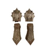 A SELECTION OF 19TH CENTURY AND LATER ELEMENTS OF MINIATURE ARMOUR, to include a pair of