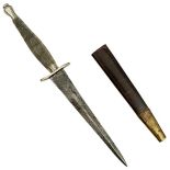 A FIRST PATTERN FAIRBAIRN-SYKES COMMANDO KNIFE OR DAGGER, 17cm flattened diamond section blade