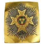 A 95TH REGIMENT OF FOOT (DERBYSHIRE) OFFICER'S SHOULDER BELT PLATE, the gilt plate applied with a