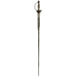 THE PROPERTY OF A GENTLEMAN: A GEORGIAN SILVER HILTED SMALLSWORD, 87.5cm triangular section incurved