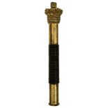 A VICTORIAN GILT BRASS PARKER FIELD & SONS TIPSTAFF, 18.5cm over all length, screw-off crown finial,