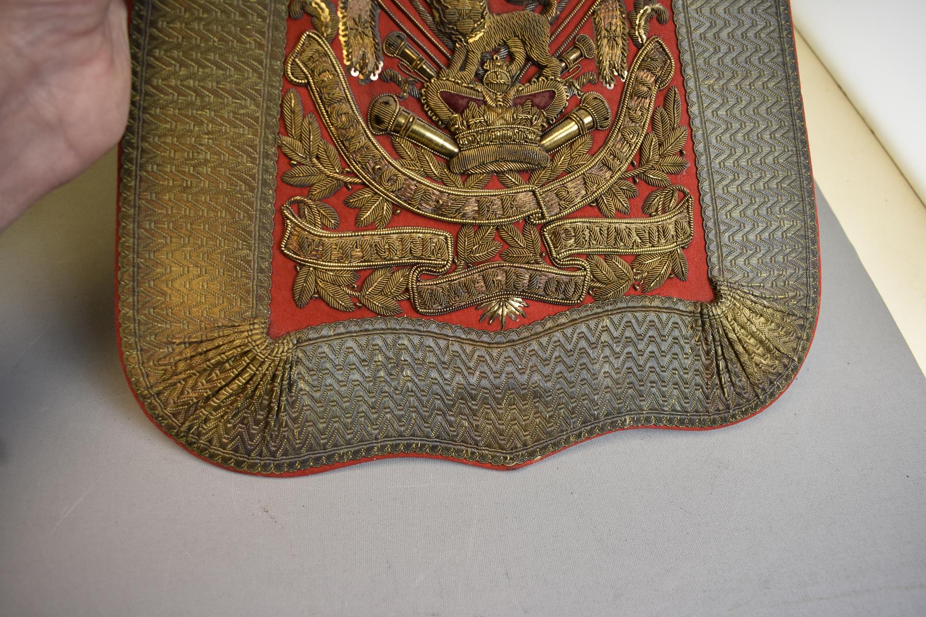 A FINE LARGE SIZE WILLIAM IV 15TH KING'S HUSSARS OFFICER'S SABRETACHE, the red felt flap with - Image 5 of 10
