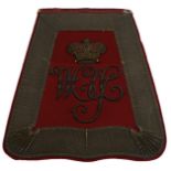 A VICTORIAN WESTMORLAND COUNTY YEOMANRY CAVALRY OFFICER'S SABRETACHE, the red cloth body with silver