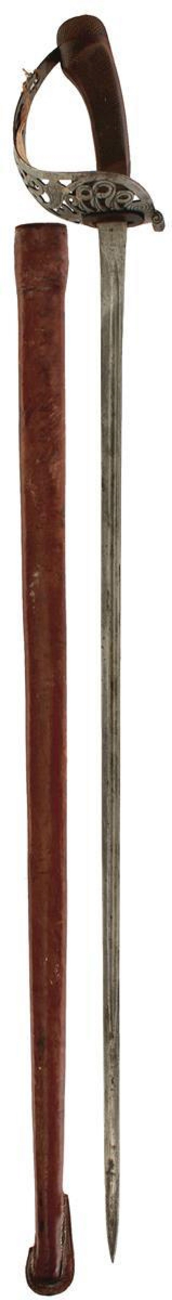 AN UNUSUAL CAVALRY TROOPER'S SWORD, POSSIBLY EXPERIMENTAL, 88.5cm blade stamped with various