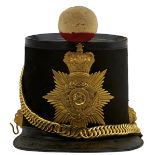 A SCARCE 28TH MADRAS NATIVE INFANTRY OFFICER'S ALBERT PATTERN SHAKO, the black body with patent