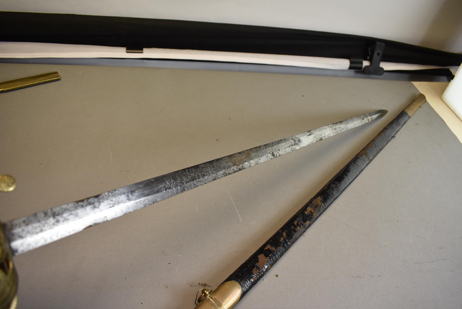 AN HONOURABLE ARTILLERY COMPANY OFFICER'S SWORD, 78.5cm flattened diamond section blade by Moore & - Image 3 of 12