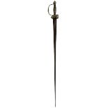 A GEORGIAN SILVER HILTED SMALLSWORD, 79cm triangular section incurved semi-colichemarde blade, the