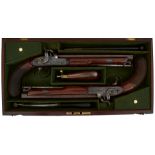 A GOOD CASED PAIR OF .600 CALIBRE PERCUSSION OFFICER'S PISTOLS BY WESTLEY RICHARDS, 9inch sighted