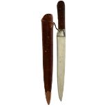 A MID-19TH CENTURY INDIAN SHIKARI'S HUNTING KNIFE, 26cm broad burnished single edge blade,