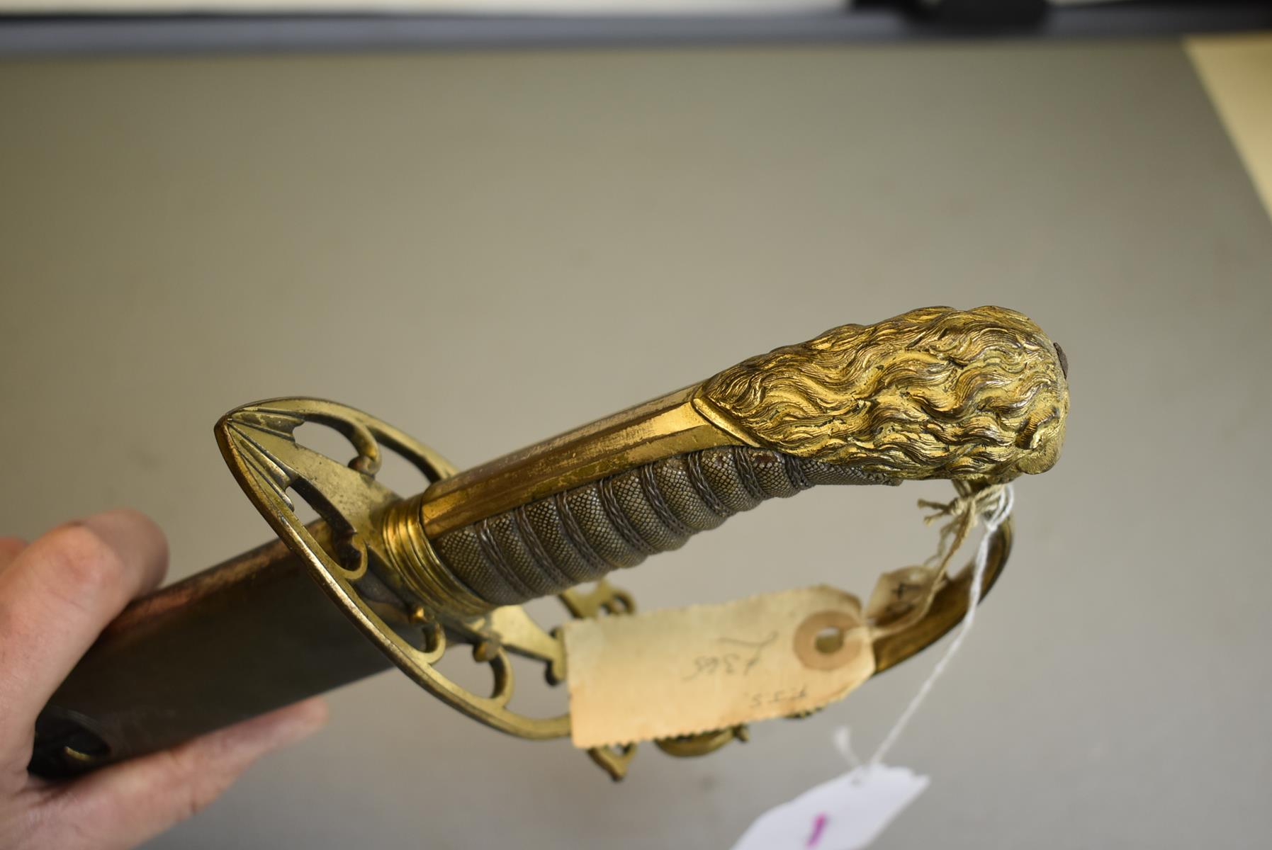 AN 1803 PATTERN INFANTRY OFFICER'S SABRE, 69cm sharply curved unfullered blade engraved with - Image 10 of 12