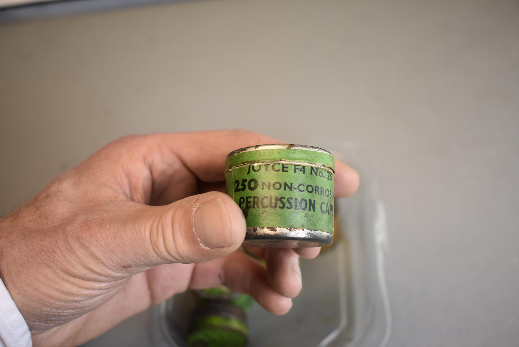 SIX VARIOUS PERCUSSION CAP TINS, together with a box of Parker Hale patches. (7) - Image 4 of 5