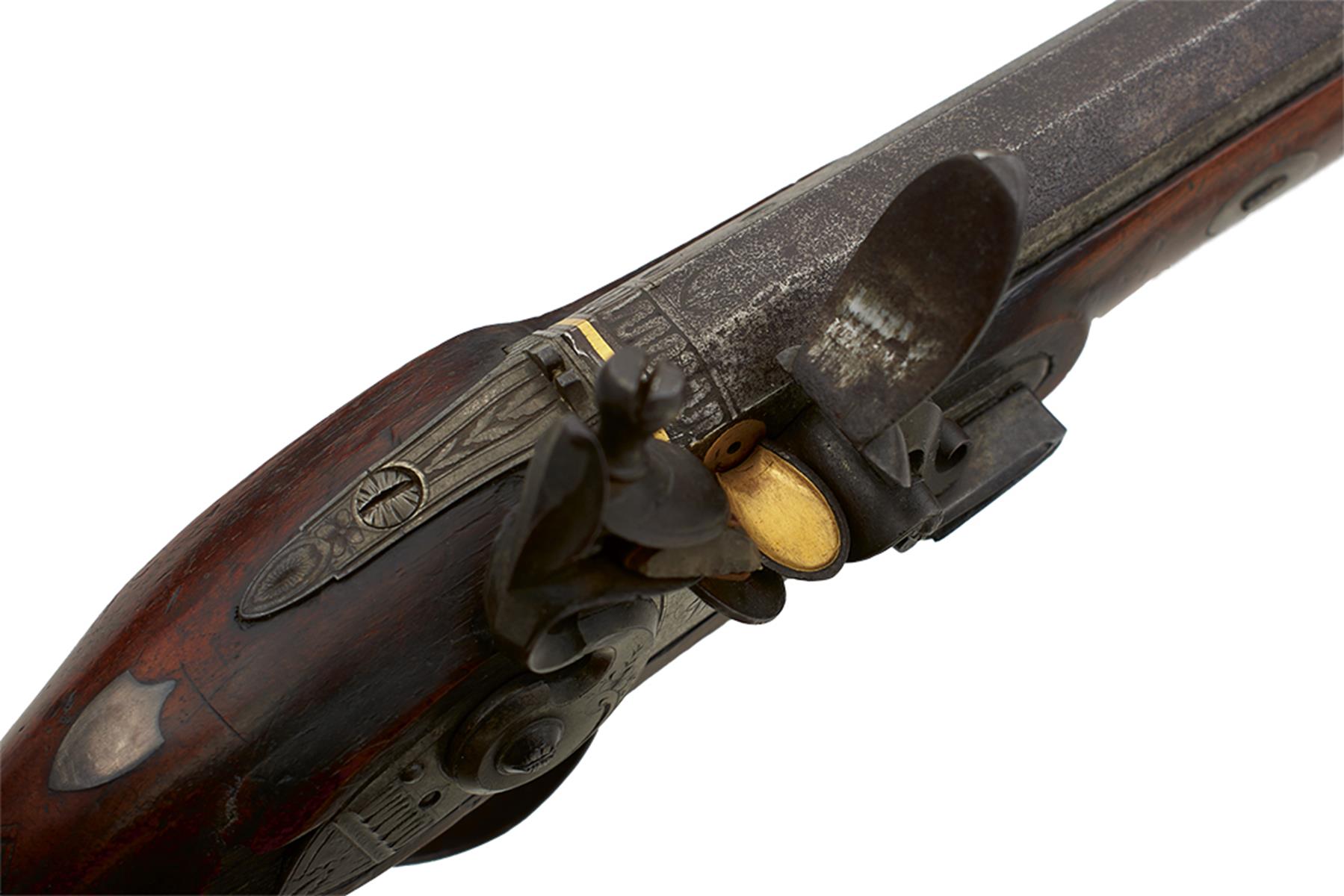 A CASED PAIR OF 22-BORE FLINTLOCK DUELLING PISTOLS BY WALLIS OF HULL, 10inch sighted octagonal - Image 3 of 20