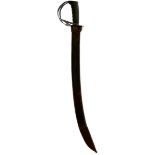 A DUTCH KLEWANG OR MACHETE, 54.75curved clipped back fullered blade, pierced steel hilt, ribbed