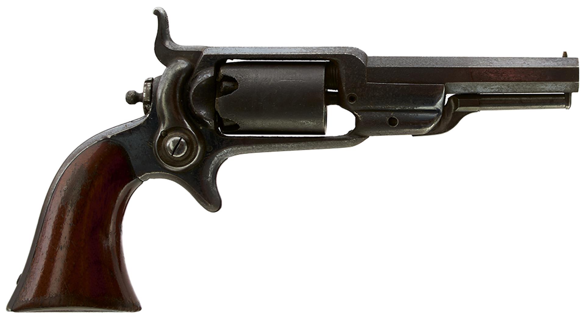 A .28 CALIBRE FIVE-SHOT PERCUSSION COLT ROOT POCKET REVOLVER, 3.5inch sighted octagonal barrel