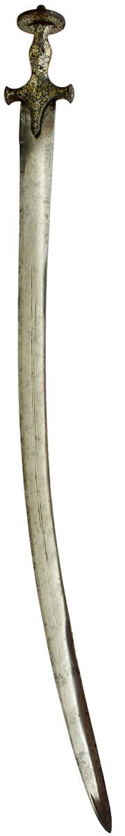 A LATE 17TH CENTURY INDIAN TULWAR, 87.75cm triple fullered curved blade, characteristic hilt
