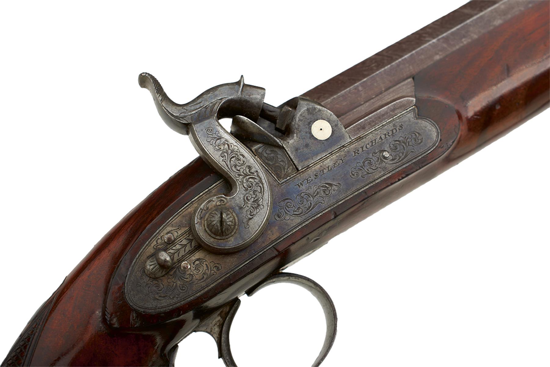 A GOOD CASED PAIR OF .600 CALIBRE PERCUSSION OFFICER'S PISTOLS BY WESTLEY RICHARDS, 9inch sighted - Image 3 of 29